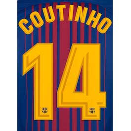 Barcelona 2017/18 Home Coutinho #14 Jersey Name Set