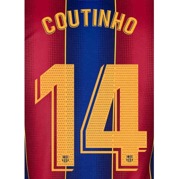 Barcelona 2019/21 Home Coutinho #14 Jersey Name Set