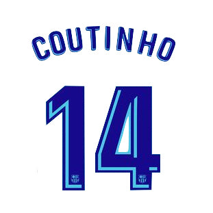 Barcelona 2017/18 Away Coutinho #14 Jersey Name Set