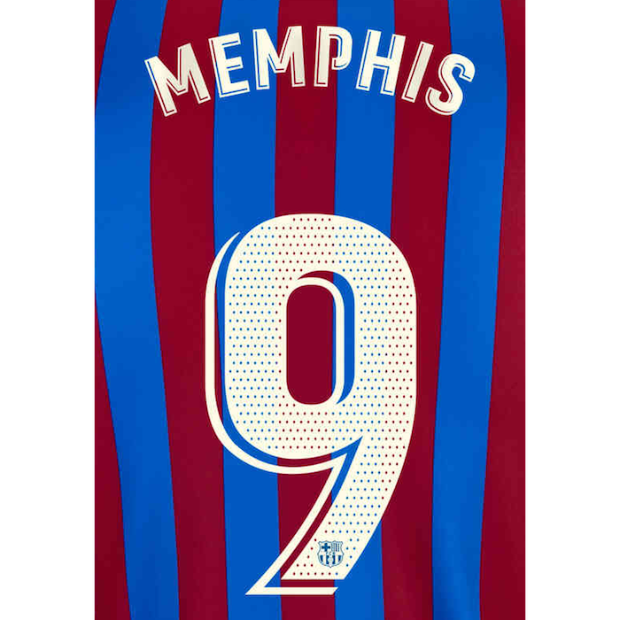 Barcelona 2021/22 Home Memphis #9 Jersey Name Set (Main)