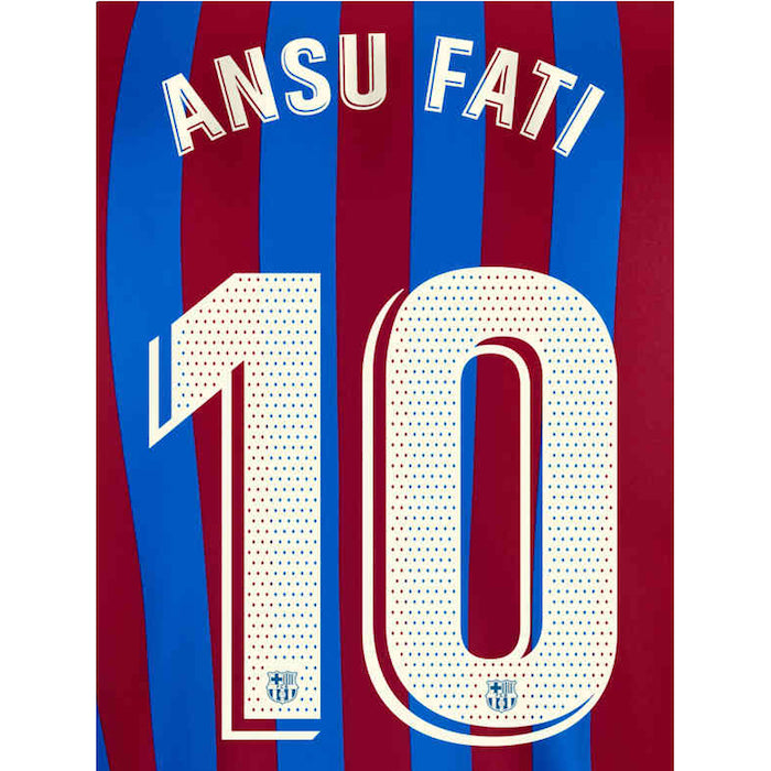 Barcelona 2021/22 Home Ansu Fati #10 Jersey Name Set (Main)