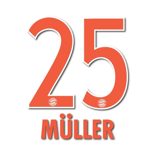 Bayern Munich 2016/17 Away Mueller #25 Jersey Name Set