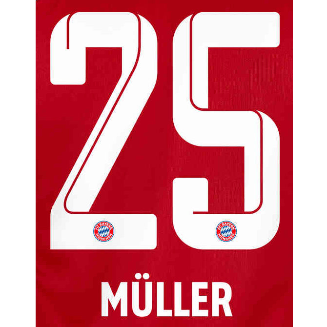 Bayern Munich 2021/22 Home Muller #25 Home Jersey Name Set (Main)