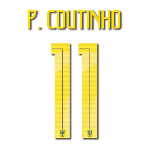 Brasil 2018 Youth Away P. Coutinho #11 Jersey Name Set