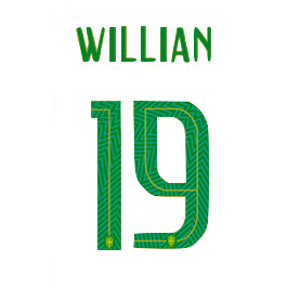 Brasil 2018 Youth Home Willian #19 Jersey Name Set