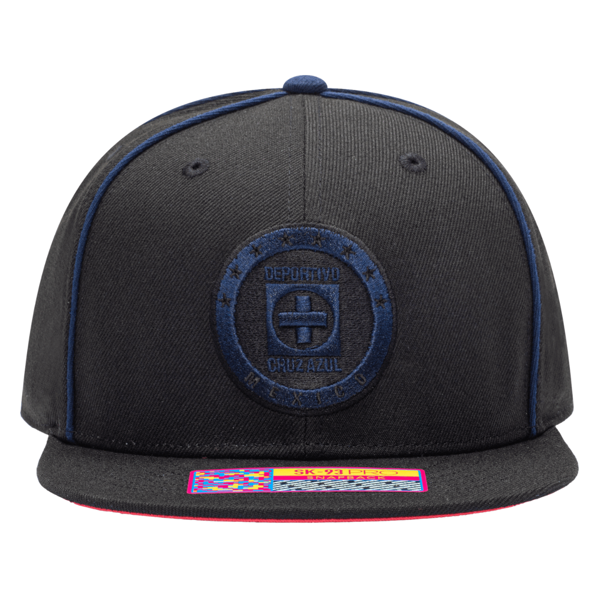 FI Collection Cruz Azul Cali Night Snapback Hat - Black-Blue (Front)