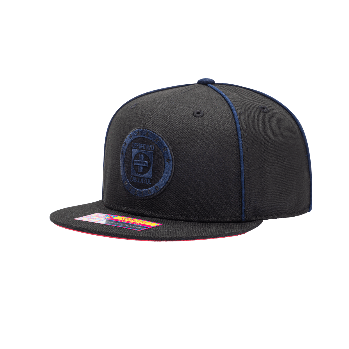 FI Collection Cruz Azul Cali Night Snapback Hat - Black-Blue (Diagonal 1)