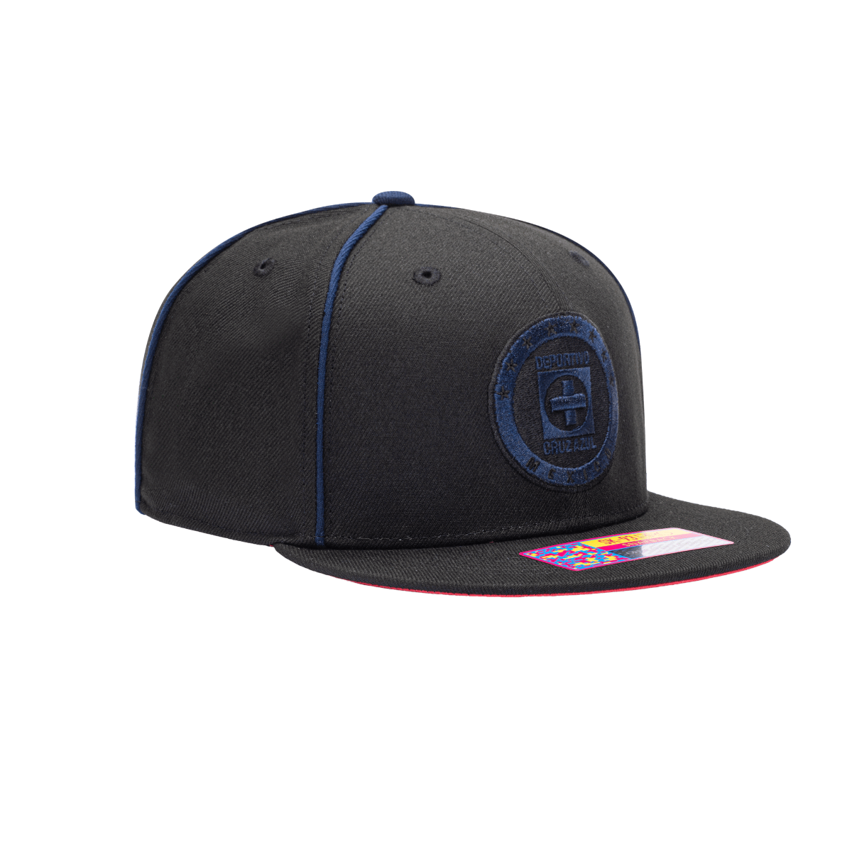 FI Collection Cruz Azul Cali Night Snapback Hat - Black-Blue (Diagonal 2)
