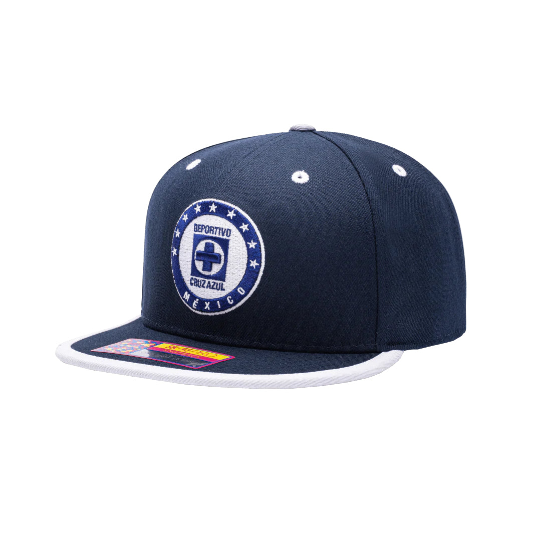 Fi Collection Cruz Azul Tape Snapback Hat - Navy (Diagonal 1)