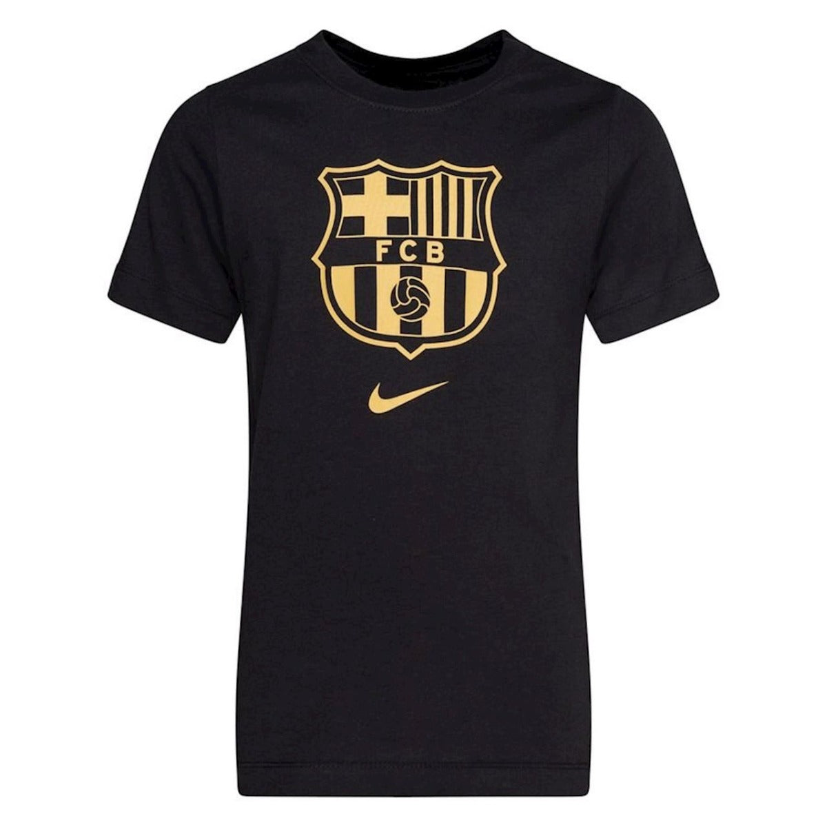 Nike 2020-21 Barcelona Youth Evergreen Crest Tee - Black-Gold