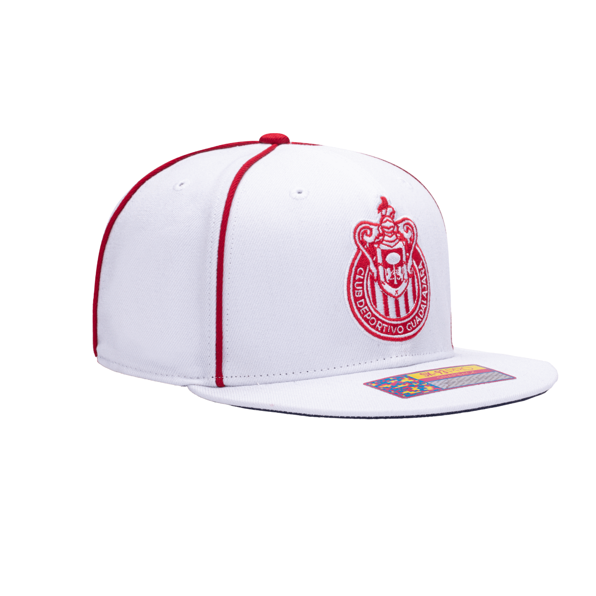 FI Collection Chivas Cali Day Snapback Hat - White-Red (Diagonal 2)