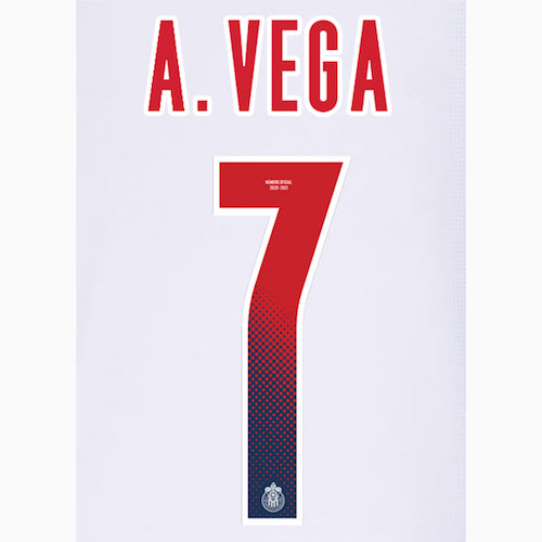 Chivas 2020/21 Away A. Vega #7 Jersey Name Set