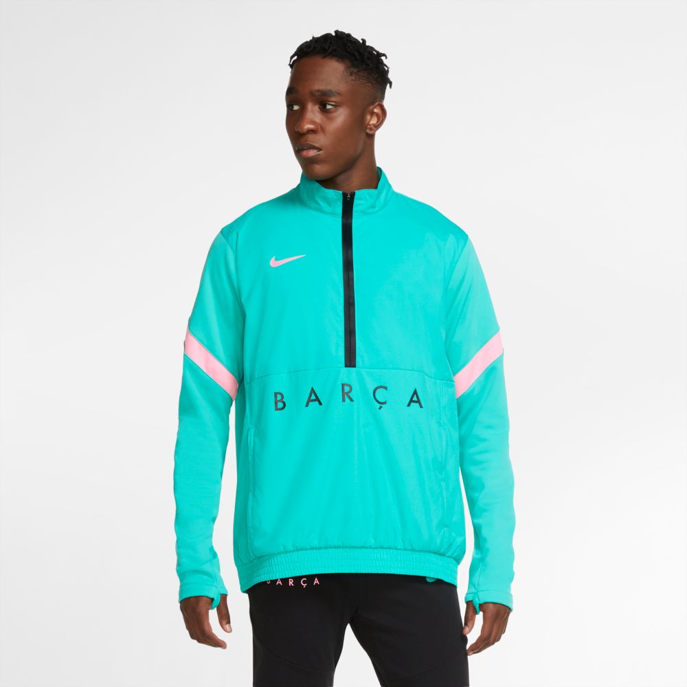 Nike 2020-21 Barcelona Half-Zip Track Jacket - Teal