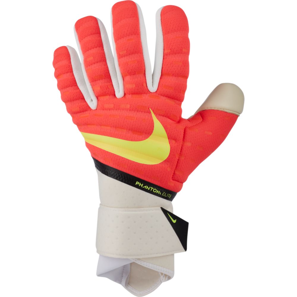 Nike Phantom Elite Goalkeeper Gloves - Bright Crimson-White-Volt (Single - Outer)