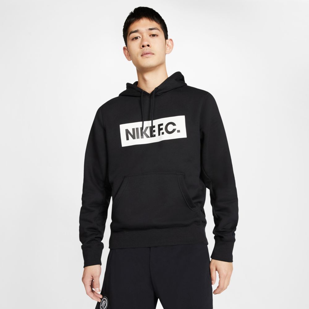 Nike FC Essential Fleece Hoodie - Black-White (Front)