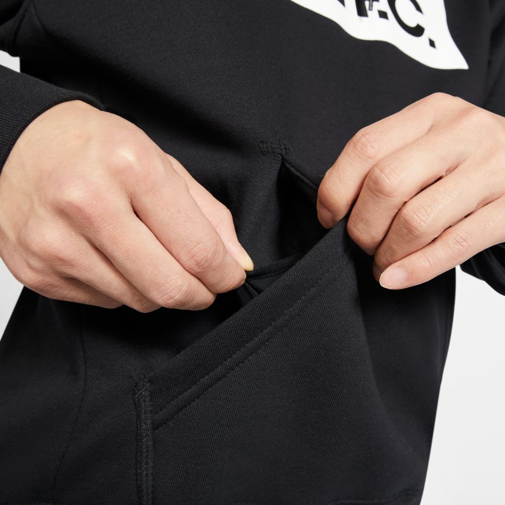 Nike FC Essential Fleece Hoodie - Black-White (Detail 2)
