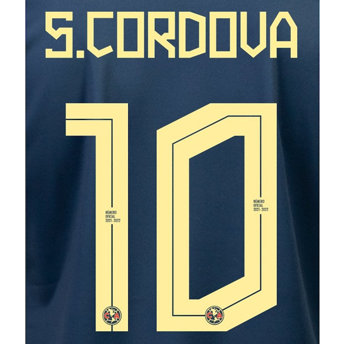 Club America 2021/22 Away S. Cordova #10 Jersey Name Set (Main)