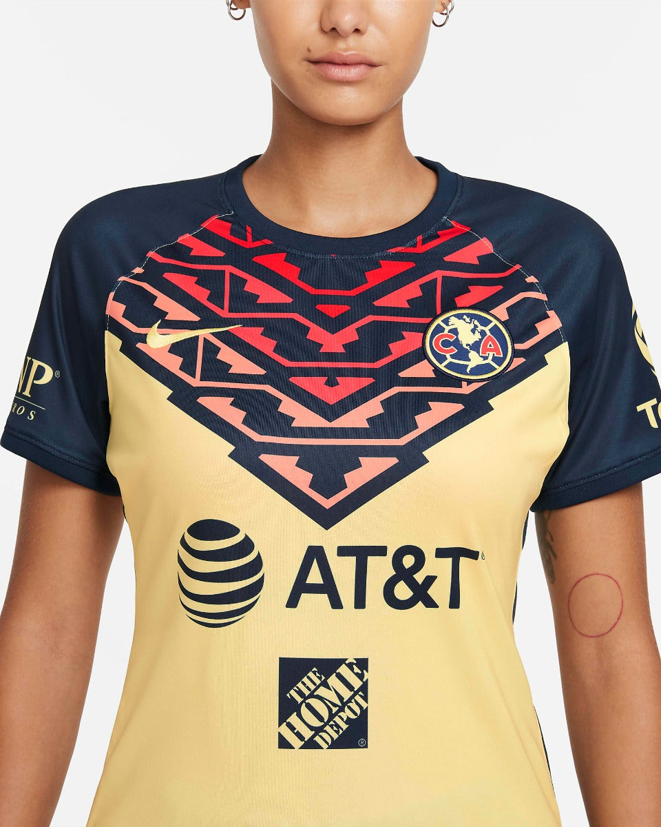 Nike 2021-22 Club America Women Home Jersey - Yellow-Armory Navy (Detail 1)
