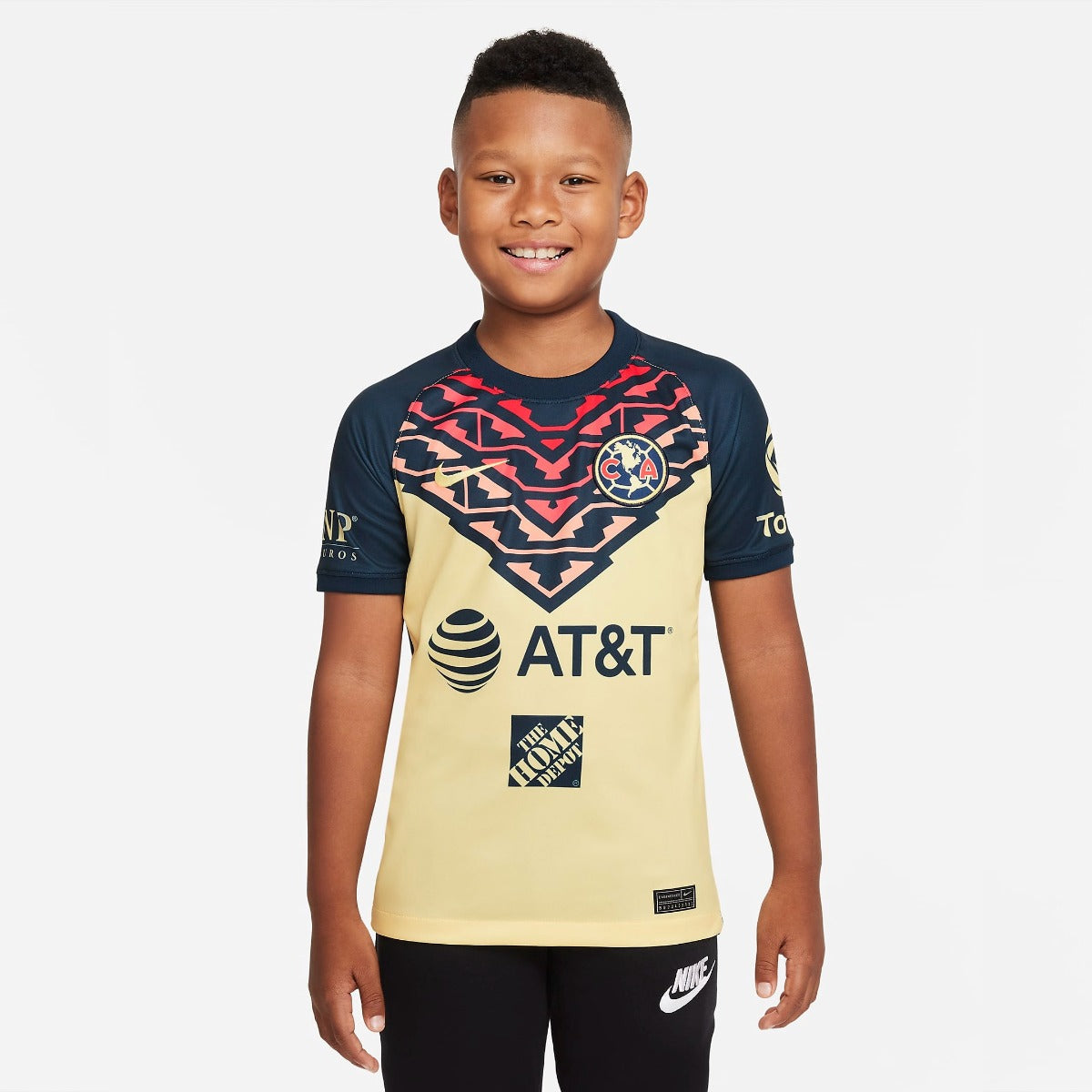 Nike 2021-22 Club America Youth Home Jersey - Yellow-Navy