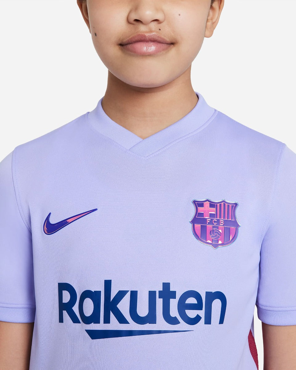 Nike 2021-22 Barcelona Youth Away Jersey - Purple Pulse (Detail 2)