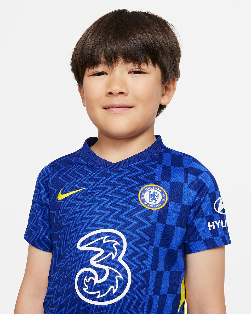 Nike 2021-22 Chelsea Little Kids Home Kit - Blue-Yellow (Detail 1)