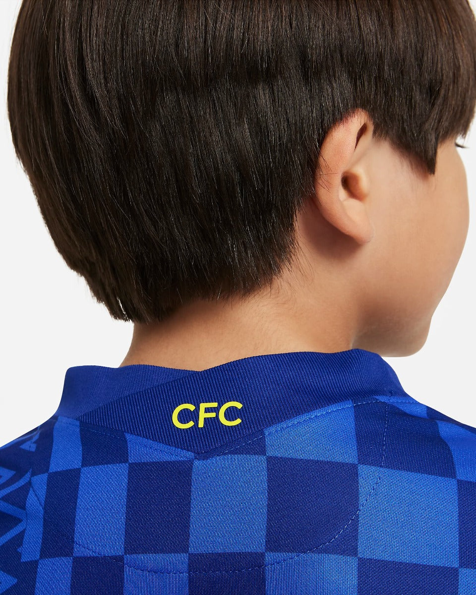 Nike 2021-22 Chelsea Little Kids Home Kit - Blue-Yellow (Detail 3)