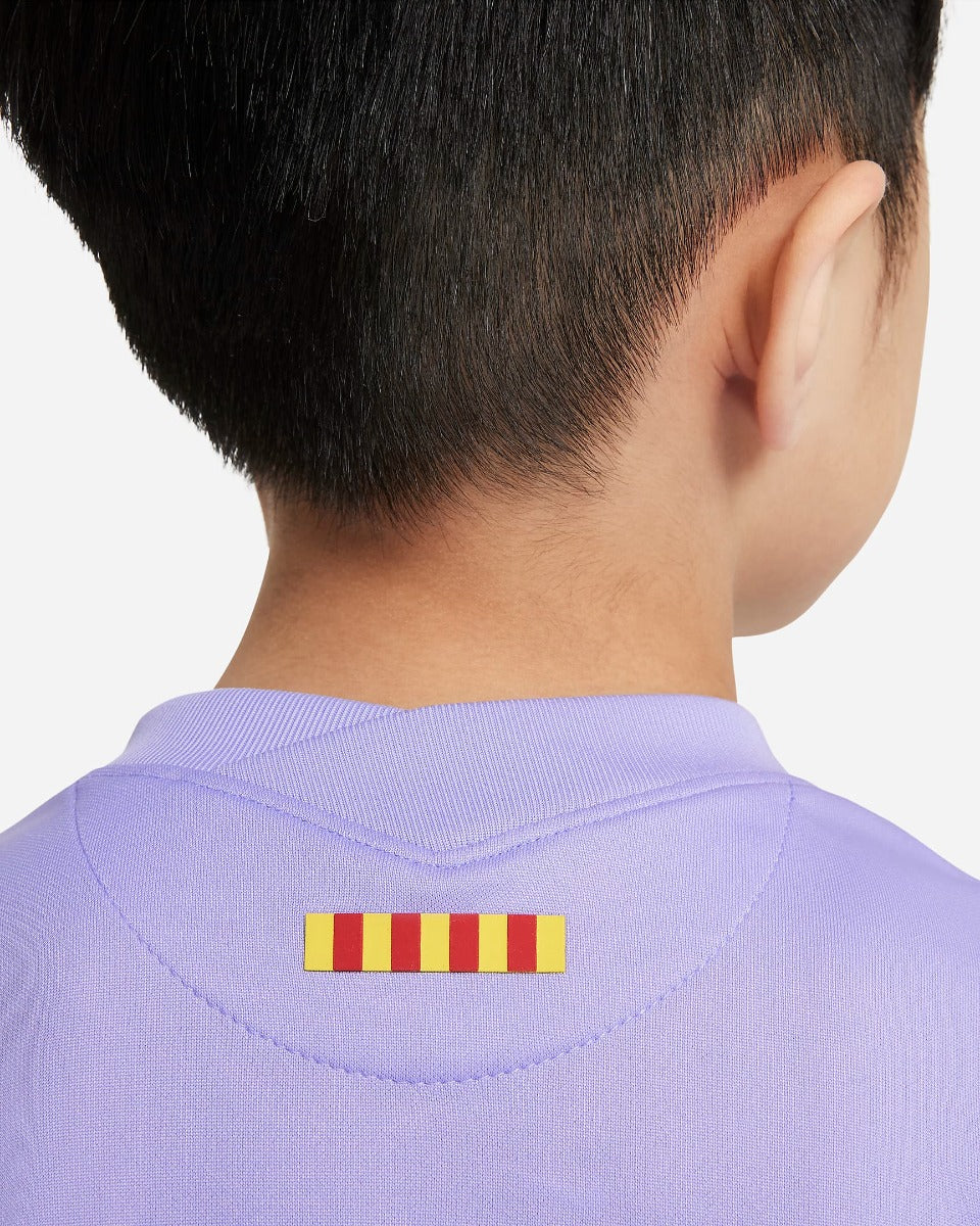Nike 2021-22 Barcelona Little Kids Away Kit - Purple Pulse (Detail 4)