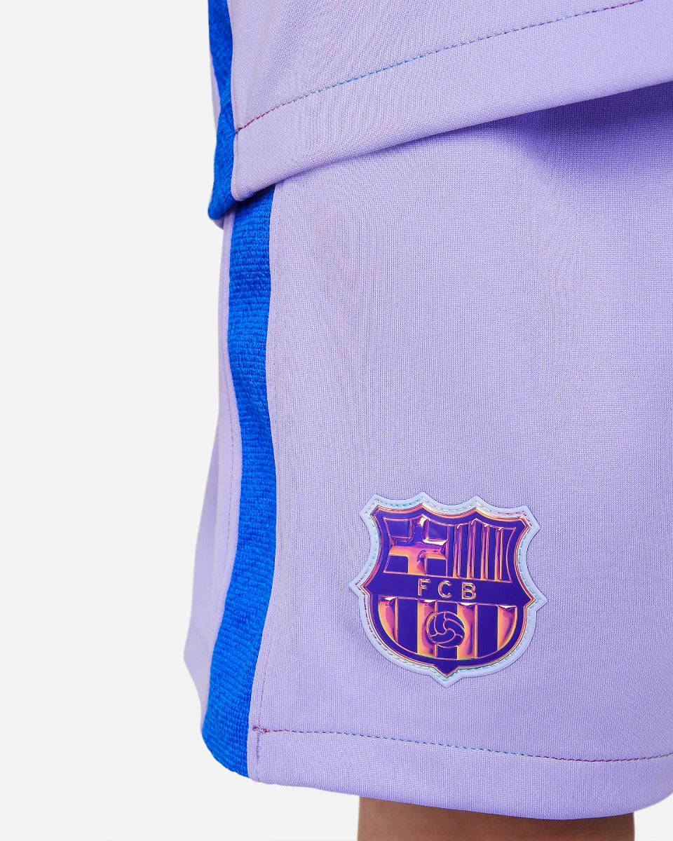 Nike 2021-22 Barcelona Little Kids Away Kit - Purple Pulse (Detail 7)
