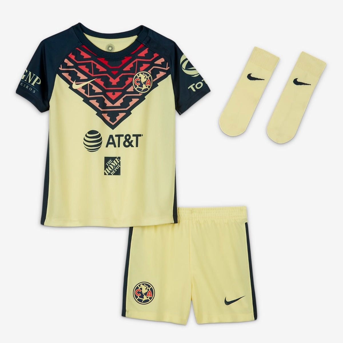 Nike 2021-22 Club America  MINI Home Kit - Yellow-Navy (Set - Front)
