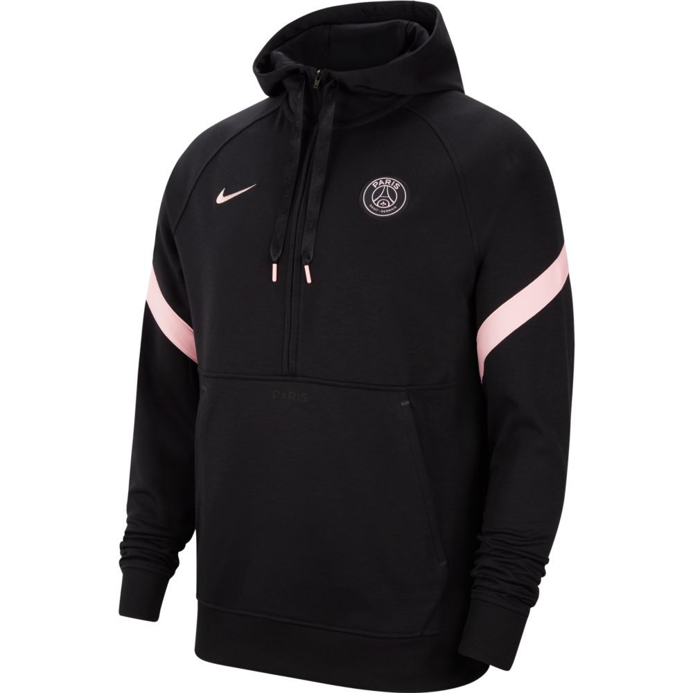 Nike 2021-22 PSG Travel Fleece Hoodie - Black-Pink (Front)
