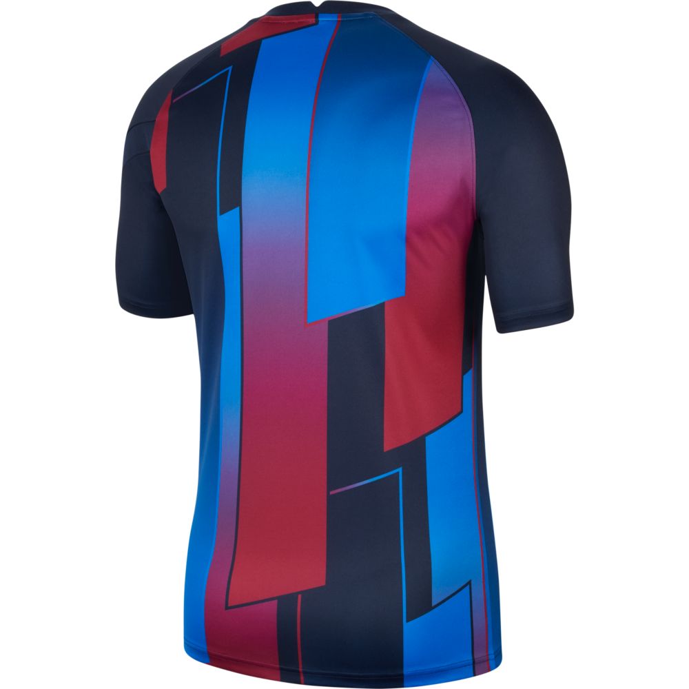 Nike 2021-22 Barcelona Dry-Fit Pre-Match SS Jersey - Soar-Obsidian (Back)