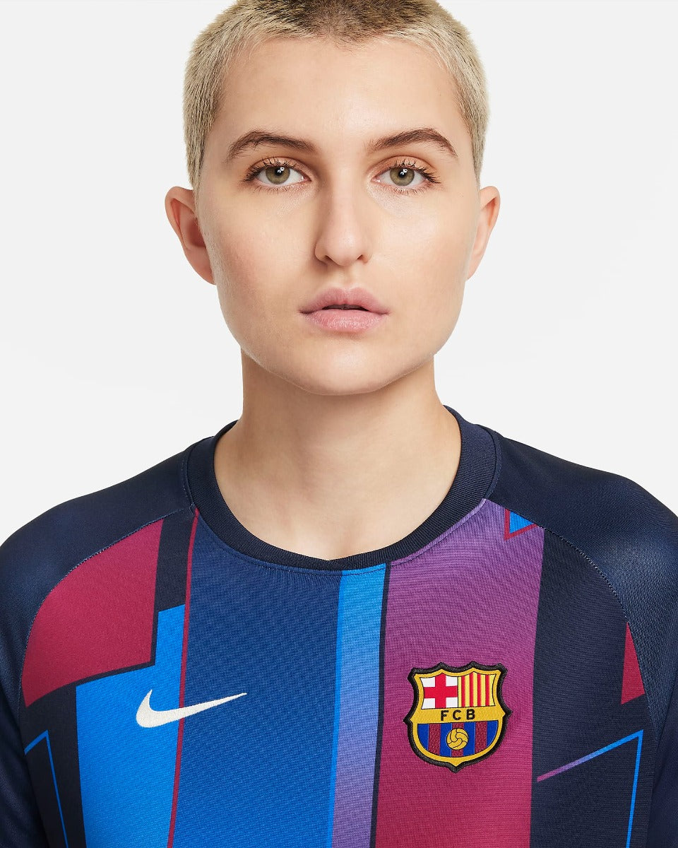 Nike 2021-22 Barcelona Women Pre-Match SS Jersey - Soar-Obsidian (Detail 1)