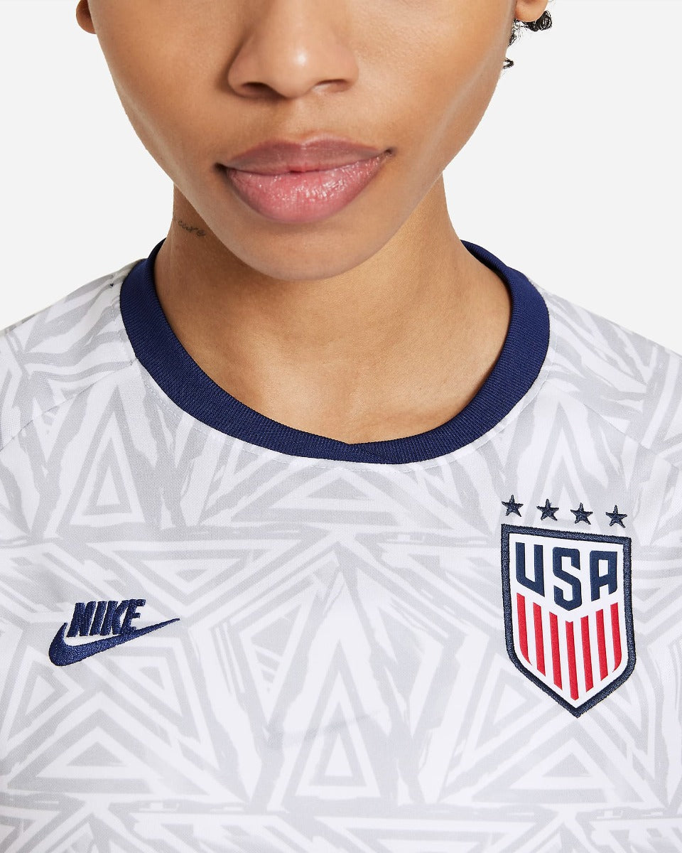 Nike 2021-22 USA Women Pre-Match SS Jersey - White-Navy (Detail 3)