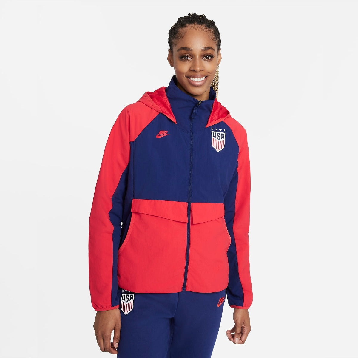 Nike 2021-22 USA Women AWF Lite Jacket - Navy-Red (Model - Front)
