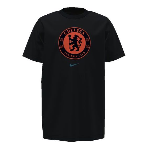 Nike 2021-22 Chelsea Youth Evergreen Crest Tee - Black-Orange (Front)
