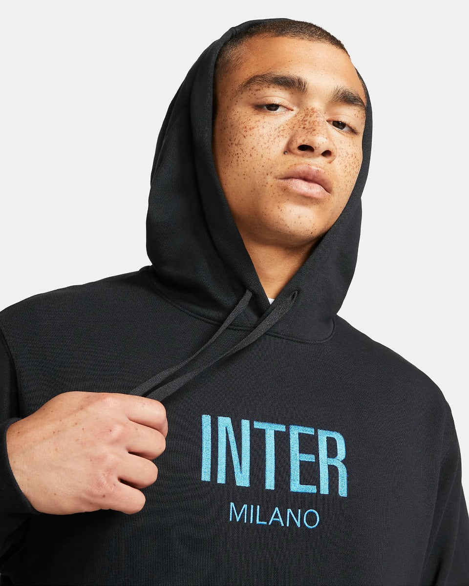 Nike 2021-22 Inter Milan GFA Fleece Hoodie - Black-Blue (Detail 1)