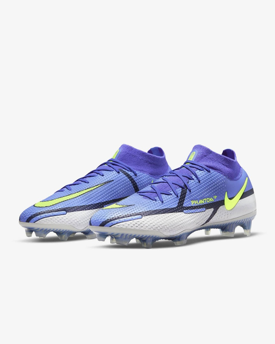 Nike Phantom GT2 Elite DF FG - Saphire-Grey-Volt	(Pair - Diagonal)