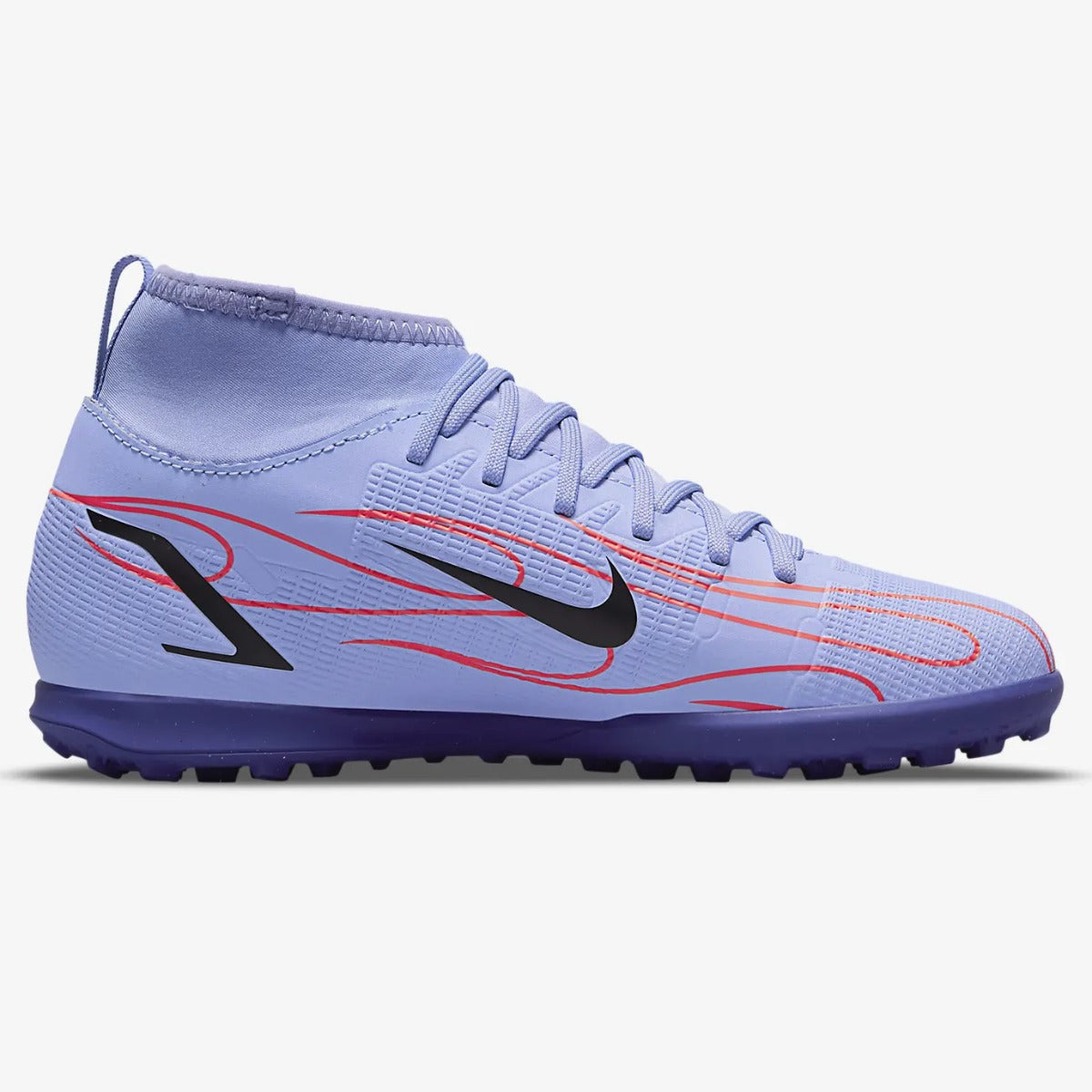 Nike JR Superfly 8 Club KM Turf - Light Thistle-Bright Crimson (Side 2)