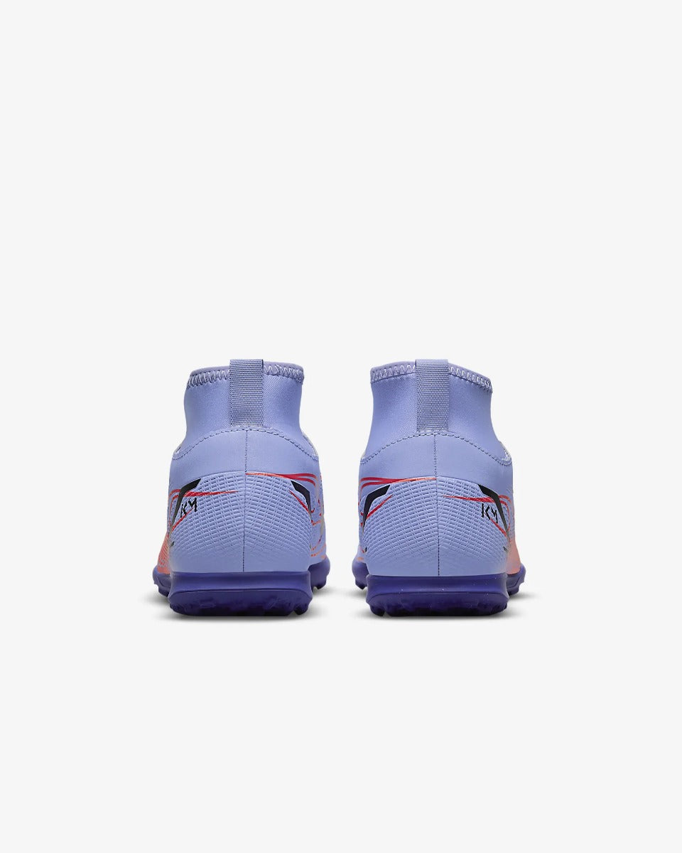 Nike JR Superfly 8 Club KM Turf - Light Thistle-Bright Crimson (Pair - Back)