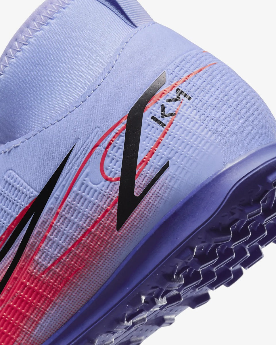 Nike JR Superfly 8 Club KM Turf - Light Thistle-Bright Crimson (Detail 2)
