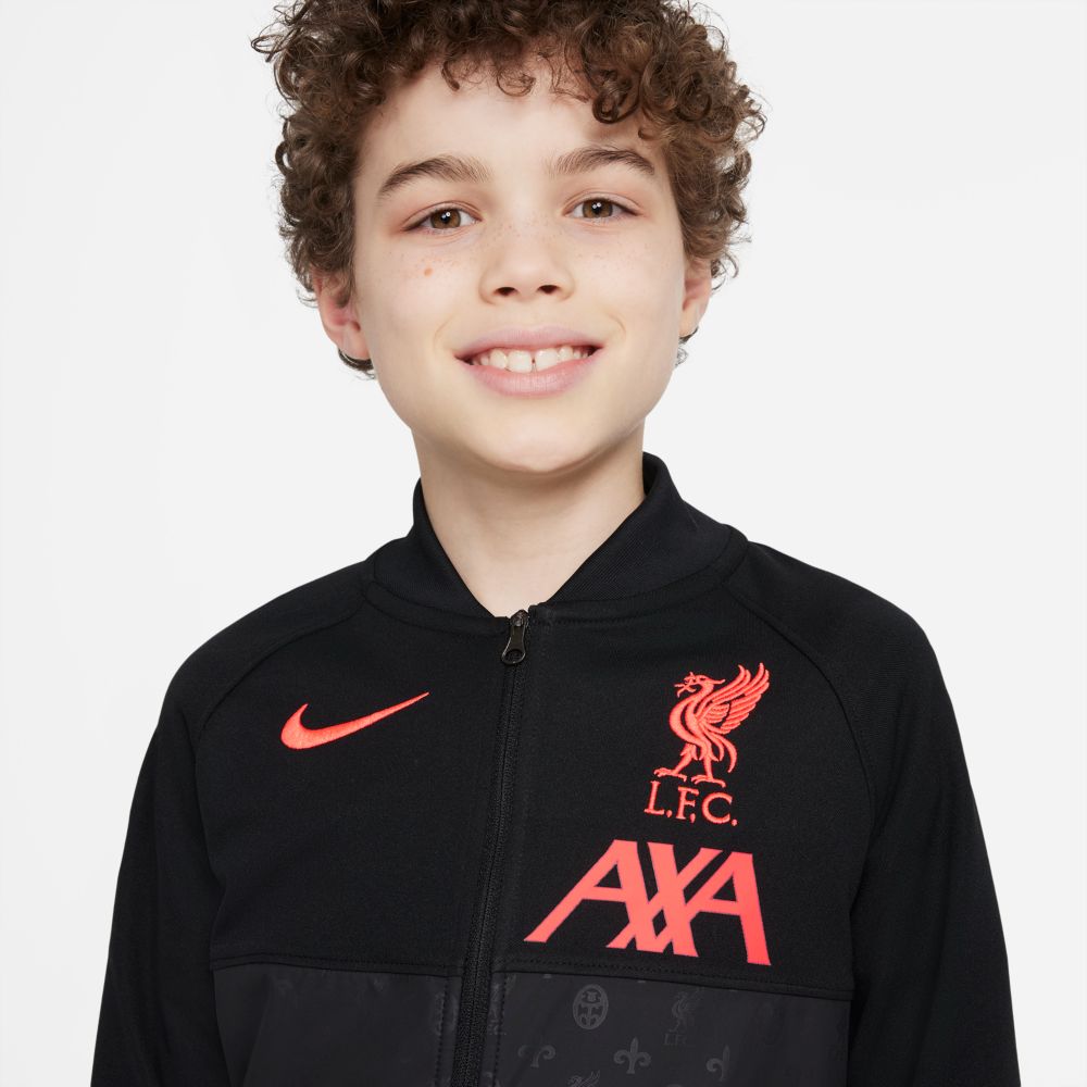 Nike 2021-22 Liverpool Youth Anthem Jacket - Black-Crimson (Detail 1)