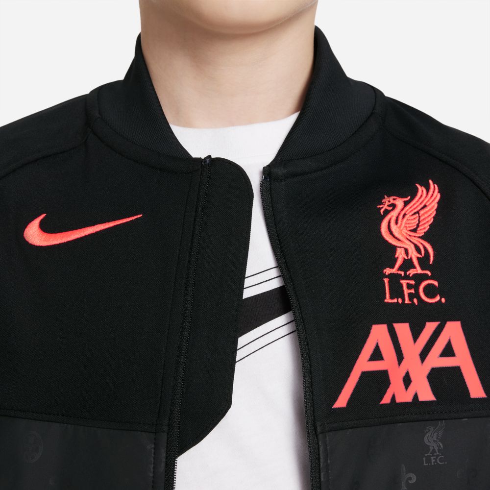 Nike 2021-22 Liverpool Youth Anthem Jacket - Black-Crimson (Detail 2)
