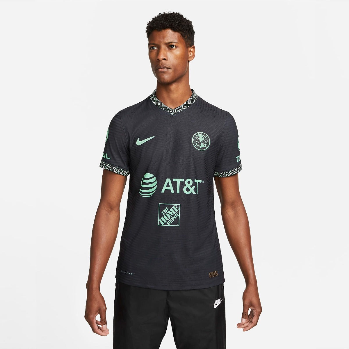 Nike 2022 Club America Third ADV Match Jersey - Black-Healing Jade (Model - Front)