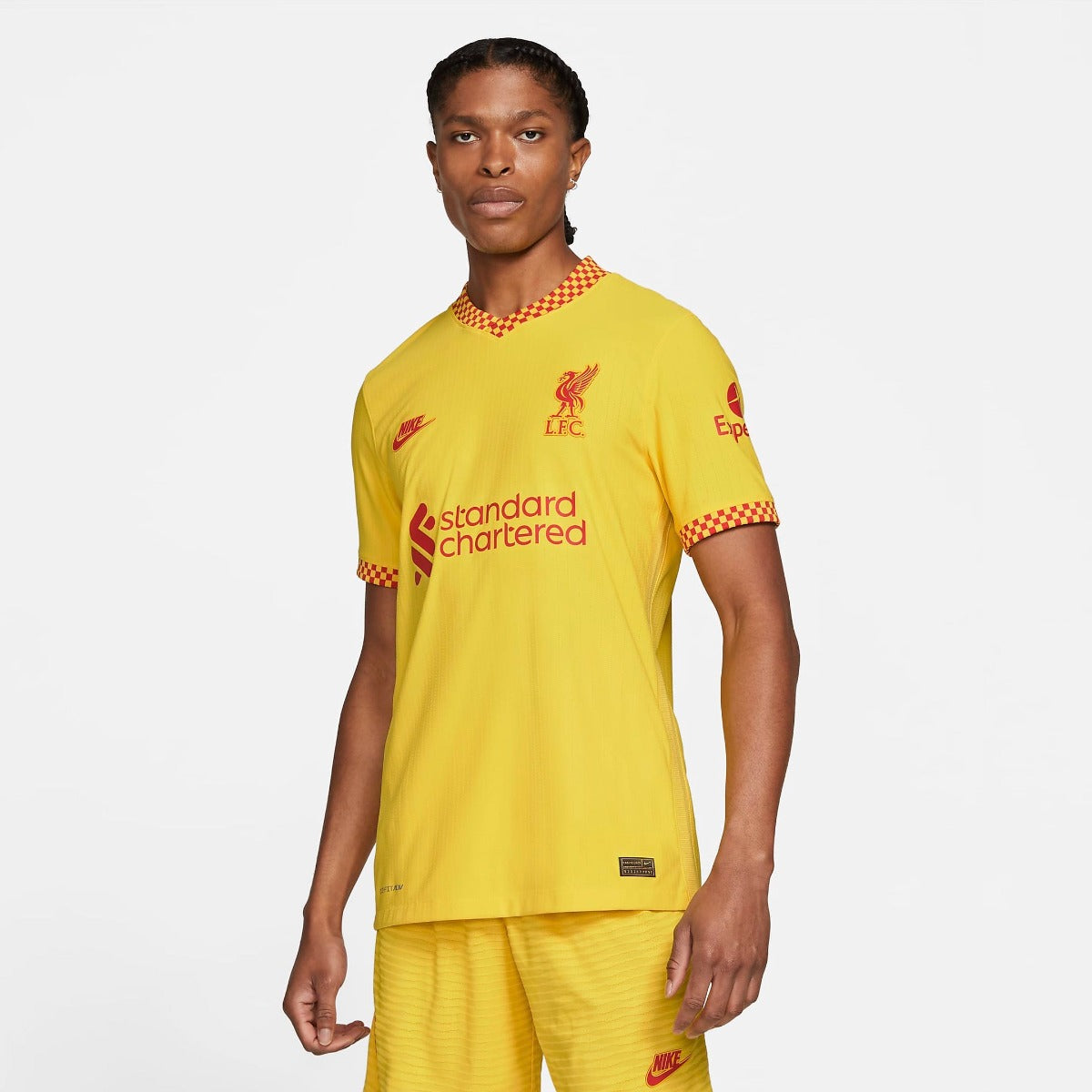 Nike 2021-22 Liverpool Third ADV Match Jersey - Yellow (Model - Front)