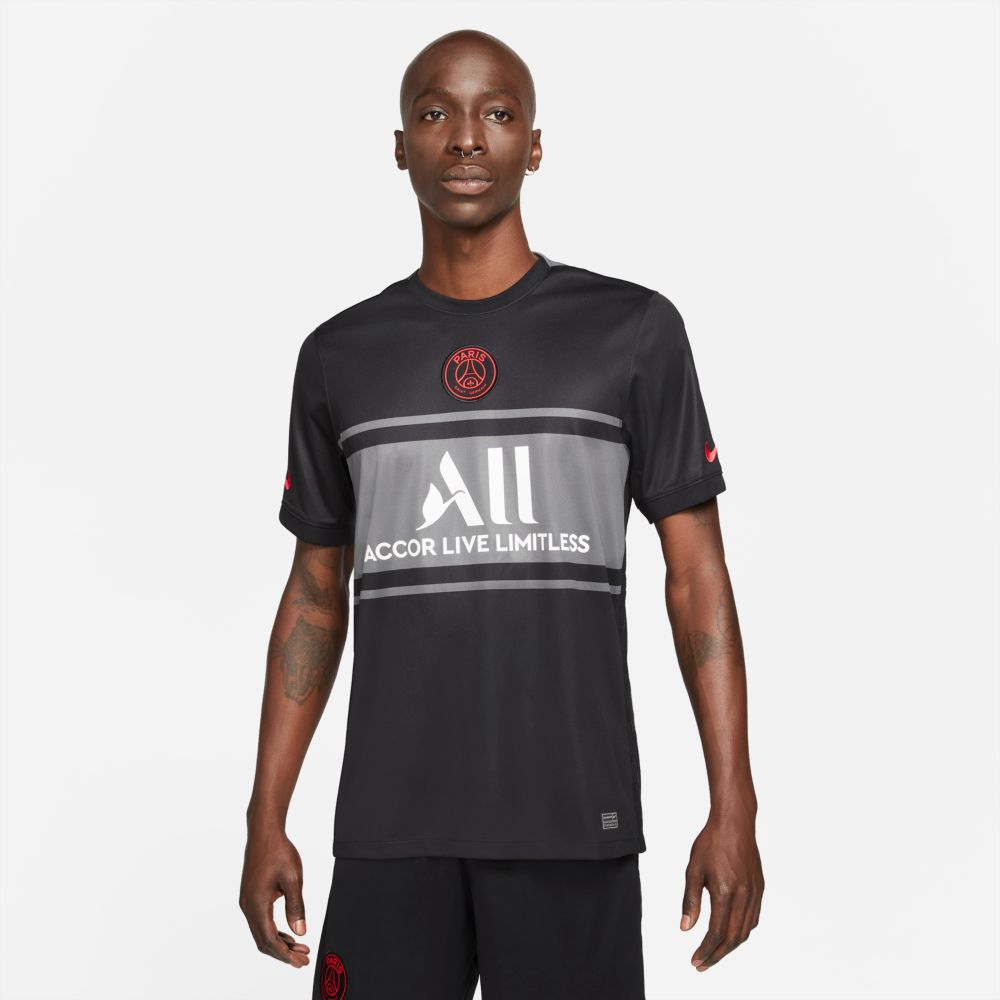 Nike 2021-22 PSG Third Jersey - Black (Model - Front)