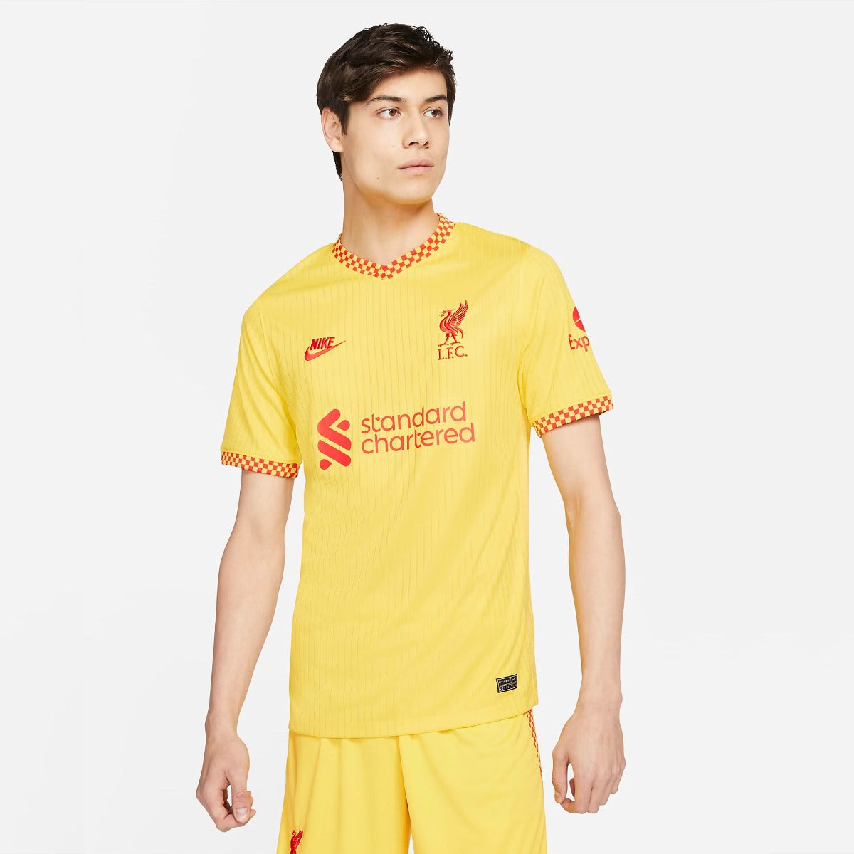 Nike 2021-22 Liverpool Third Jersey - Yellow (Model - Front)