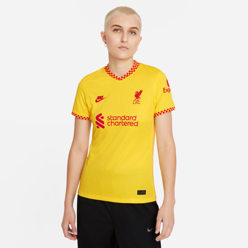 Nike 2021-22 Liverpool Women Third Jersey - Yellow (Model - Front)