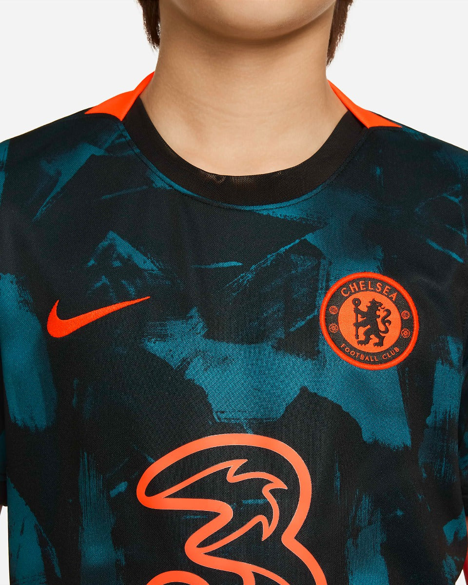 Nike 2021-22 Chelsea Youth Third jersey - Black-Teal-Orange (Detail 3)