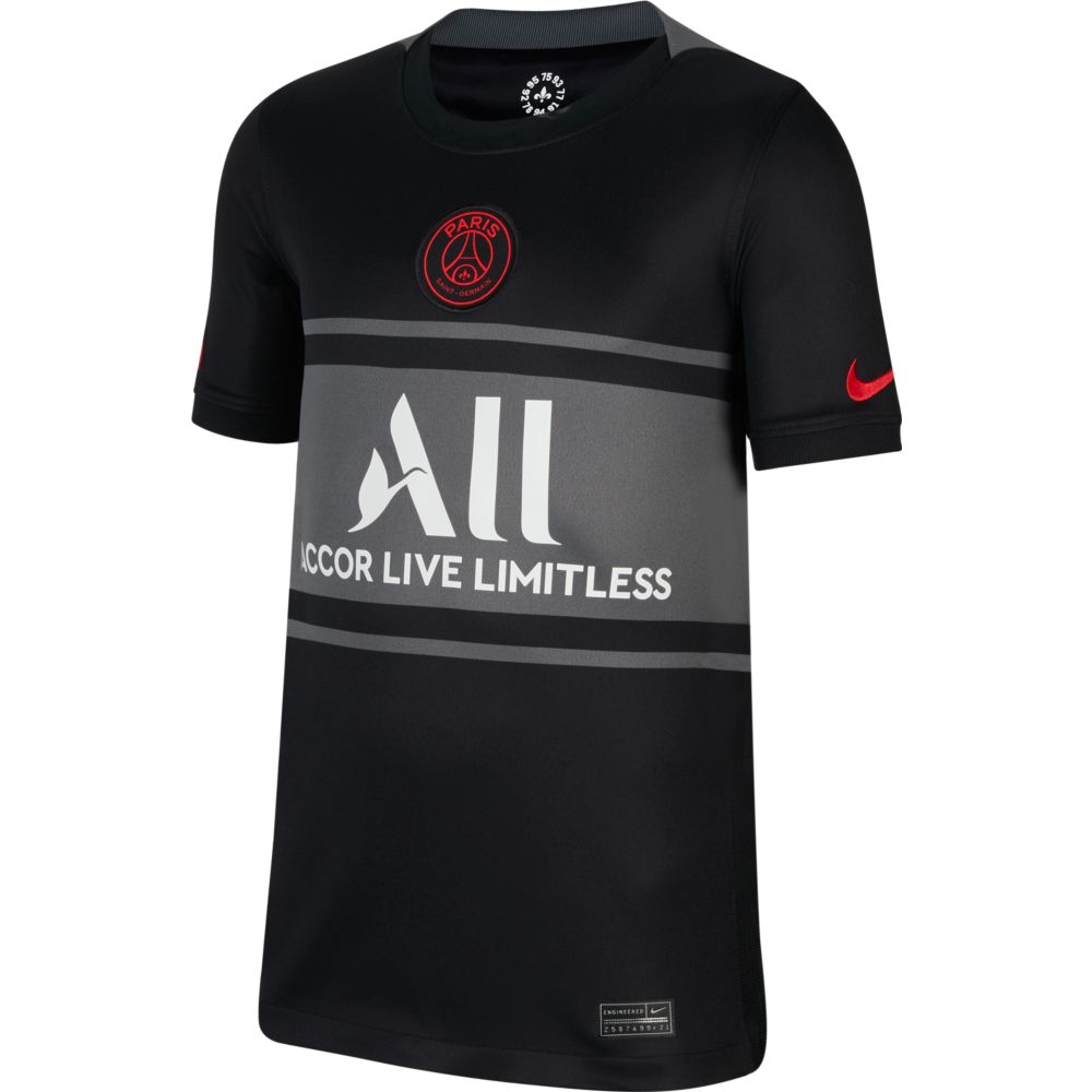 Nike 2021-22 PSG Youth Third jersey - Black-Grey (Front)