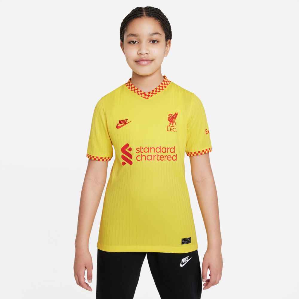 Nike 2021-22 Liverpool Youth Third Jersey - Yellow (Model - Front)